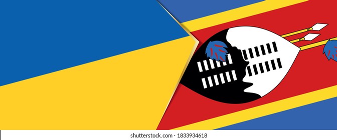 Banderas de Ucrania y Swazilandia, dos banderas vectoriales símbolo de relación o enfrentamiento.