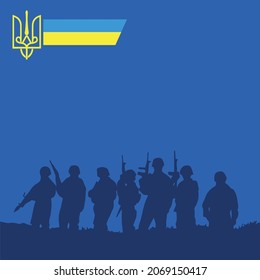 Ukraine symbol Ukraine flag blue background soldiers