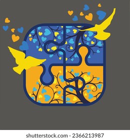 ukraine symbolism birds heart blue yellow
