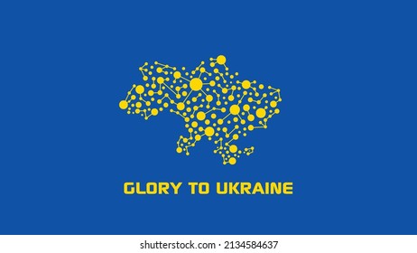 Ukraine Tech Map with copy space. Network connectivity concept.