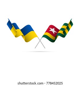 Ukraine and Togo flags crossed. Vector illustration.