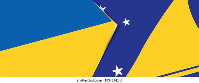 Die Flaggen der Ukraine und Tokelaus, zwei Vektorflaggen Symbol für Beziehung oder Konfrontation.