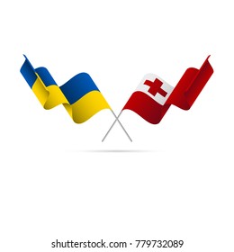 Ukraine and Tonga flags crossed. Vector illustration.