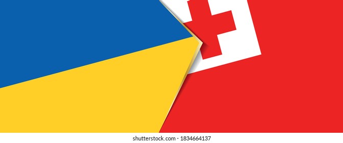 Ukraine and Tonga flags, two vector flags symbol of relationship or confrontation.