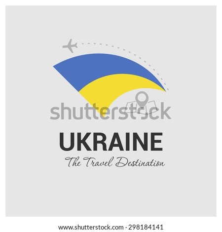 Ukraine The Travel Destination logo - Vector travel company logo design - Country Flag Travel and Tourism concept t shirt graphics - vector illustration