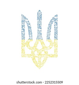 Ukraine Trident Line. Vector Illustration of Ukrainian National Coat of Arms. Outline Object. 