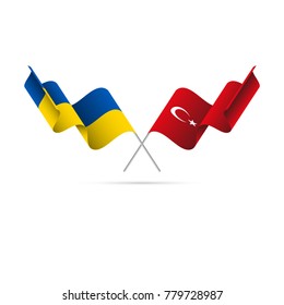 Ukraine and Turkey flags crossed. Vector illustration.