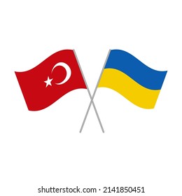 Ukraine and Turkey flags isolated on white background. Vector illustration