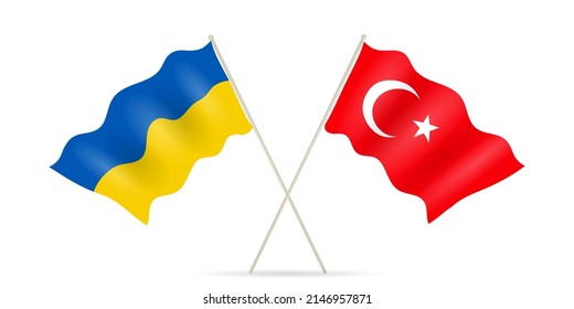 Ukraine Turkey national flag, symbol international partnership between government
