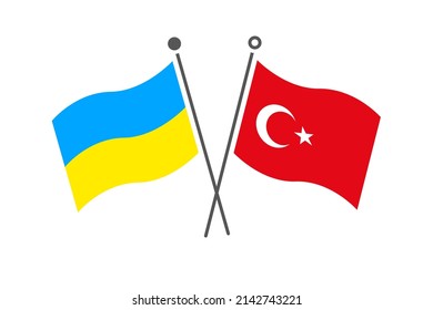 Ukraine and Turkey states flags. vector illustration isolated on white background.