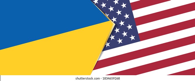 Ukraine and USA flags, two vector flags symbol of relationship or confrontation.