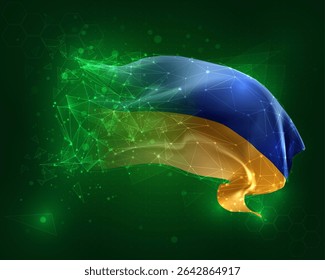 Ukraine, vector 3d flag on green background and numbers