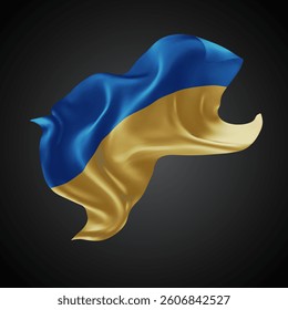 Ukraine, vector 3d flag with waves on a black background
