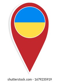 Ukraine vector flag map location pin. European football 2020 tournament final stage.