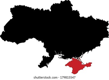 Ukraine vector map with the Crimea peninsula highlighted.