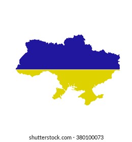 Ukraine vector map with the flag inside.