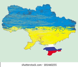 Ukraine vector map , Russia in Crimea