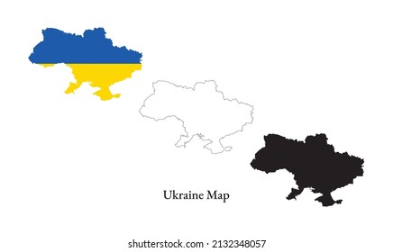 Ukraine vector map in three different types
