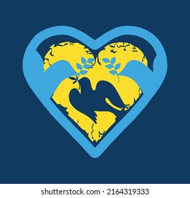 Ukraine vector peace dove love blue yellow