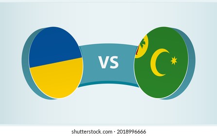 Ukraine versus Cocos Islands, team sports competition concept. Round flag of countries.