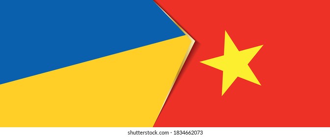 Ukraine and Vietnam flags, two vector flags symbol of relationship or confrontation.