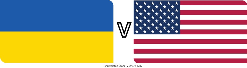 Ukraine Vs America flag vector with transparent background 