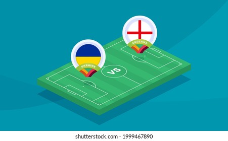 ukraine vs england match vector illustration Football euro 2020 championship