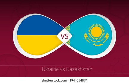 Ukraine vs Kazakhstan in Football Competition, Group D. Versus icon on Football background. Vector illustration.