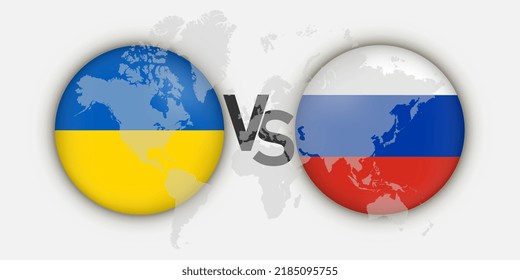 Ukraine vs Russia flags concept. Vector Illustration.