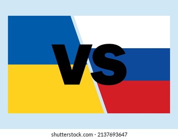 Ukraine vs Russia flags war conflict icon vector. Russia ukrainian war conflict symbol. Ukrainian versus Russian flag icon isolated on gray background