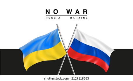 Ukraine VS Russia national flags icon. No war. Abstract Ukraine Russia politics economy relationship conflicts concept. 