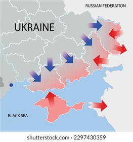 Ukraine war map, counter offensive illustration