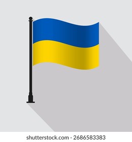 Ukraine Waving Flag Pole Vector Illustration
