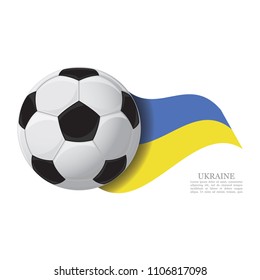 Ukraine waving flag with a soccer ball. Football team support concept