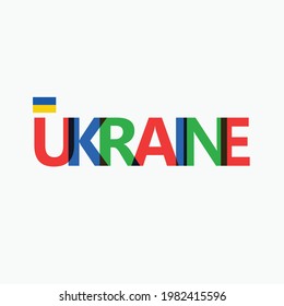 Ukraine's colorful typography with its national flag. European country typography.