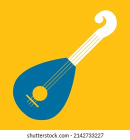 Ukrainian bandura, blue yellow color theme. Icon vector. The concept of peace in Ukraine. Illustration for design and web. Ukraine simple art. No war. Stand with Ukraine.