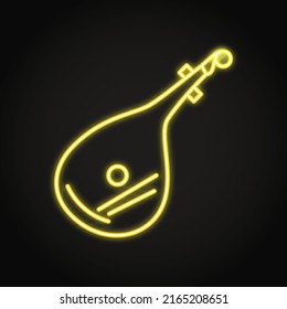 Ukrainian bandura neon icon in line style. National musical instrument. Vector illustration.