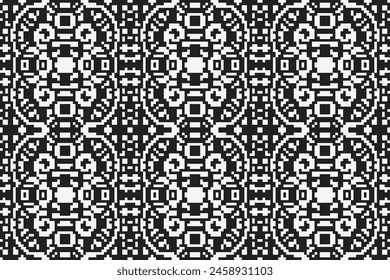 Ukrainian, Belarusian folk art vector seamless pattern, retro monochrome long cross-stitch ornament inpired by folk art - Vyshyvanka. Slavic traditional black and white ornament from Eastern Europe