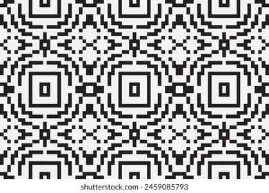 Ukrainian, Belarusian folk art vector seamless pattern, retro monochrome long cross-stitch ornament inpired by folk art - Vyshyvanka. Slavic traditional black and white ornament from Eastern Europe