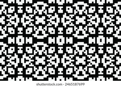 Ukrainian, Belarusian folk art vector seamless pattern, retro monochrome long cross-stitch ornament inpired by folk art - Vyshyvanka. Slavic traditional black and white ornament from Eastern Europe