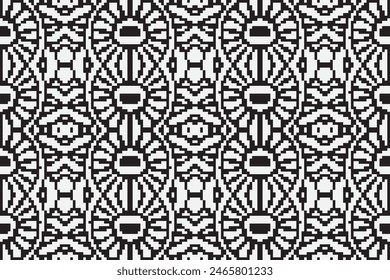 Ukrainian, Belarusian folk art vector seamless pattern, retro monochrome long cross-stitch ornament inpired by folk art - Vyshyvanka. Slavic traditional black and white ornament from Eastern Europe