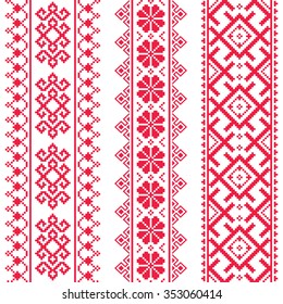 Ukrainian, Belarusian red embroidery seamless pattern - Vyshyvanka 
