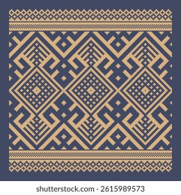 Ukrainian border pattern element. Stencil for block print or tattoo design. Floral geometric decor.