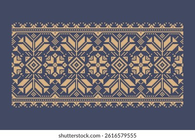 Ukrainian border pattern element. Stencil for block print or tattoo design. Floral geometric decor.
