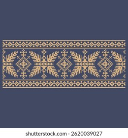 Ukrainian border pattern element. Stencil for block print or tattoo design. Floral geometric decor.