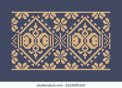 Ukrainian border pattern element. Stencil for block print or tattoo design. Floral geometric decor.