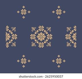 Ukrainian border pattern element. Stencil for block print or tattoo design. Floral geometric decor.