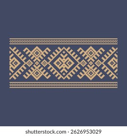 Ukrainian border pattern element. Stencil for block print or tattoo design. Floral geometric decor.