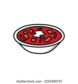 Ukrainian borsch beet root soup doodle icon, vector illustration
