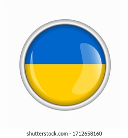 Ukrainian button with circle form. Button on white background.